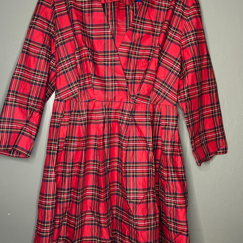 Stylish Red Plaid Dress